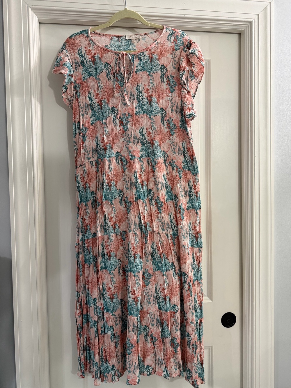 Maxi Dress with Coral & Teal Floral Print
